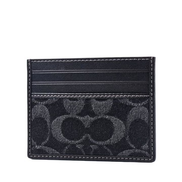COACH 緹花LOGO布面名片證件夾-黑色