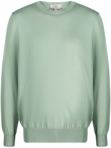 Canali - fine-knit crew-neck sweatshirt - men - Cotton - 56 - Green