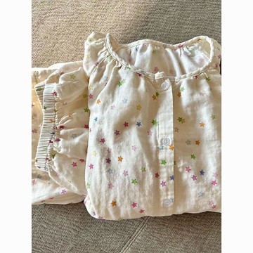 Xuan♥睡衣女韓系彩色星星寬鬆甜美可愛長袖長褲家居服套裝