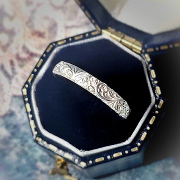 人手批花x浮雕唐草純銀戒指