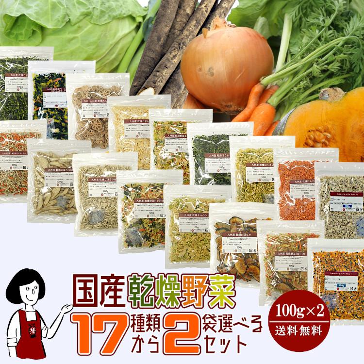 国産 乾燥野菜17種類から2袋(計200g)選べるセット   チャック付