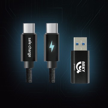 SafeCharge 防駭雙寶 USB-C to A 防駭轉接頭+Type-C 防駭充電線