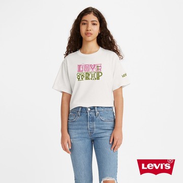 Levis 女款 Oversize寬鬆長版短袖T恤 / 古靈精怪風印花