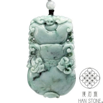 【漢石齋】天然翡翠A貨 富貴寶瓶玉佩吊墜 飄花種(42*71*14mm)
