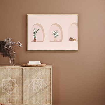 療癒小窗 - 民族風窗邊小物掛畫/粉色插畫海報/邊櫃擺設/餐廳掛畫