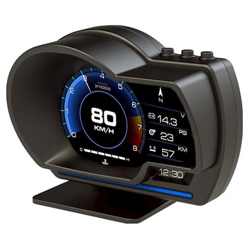 FLYone P6 GPS測速版 液晶儀錶 OBD2 + GPS 行車電腦 HUD抬頭顯示器  1個  黑色