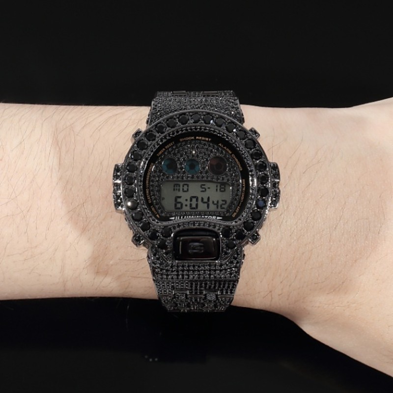 G-SHOCK フルカスタム オールブラック Gショック DW6900 大粒CZダイヤ