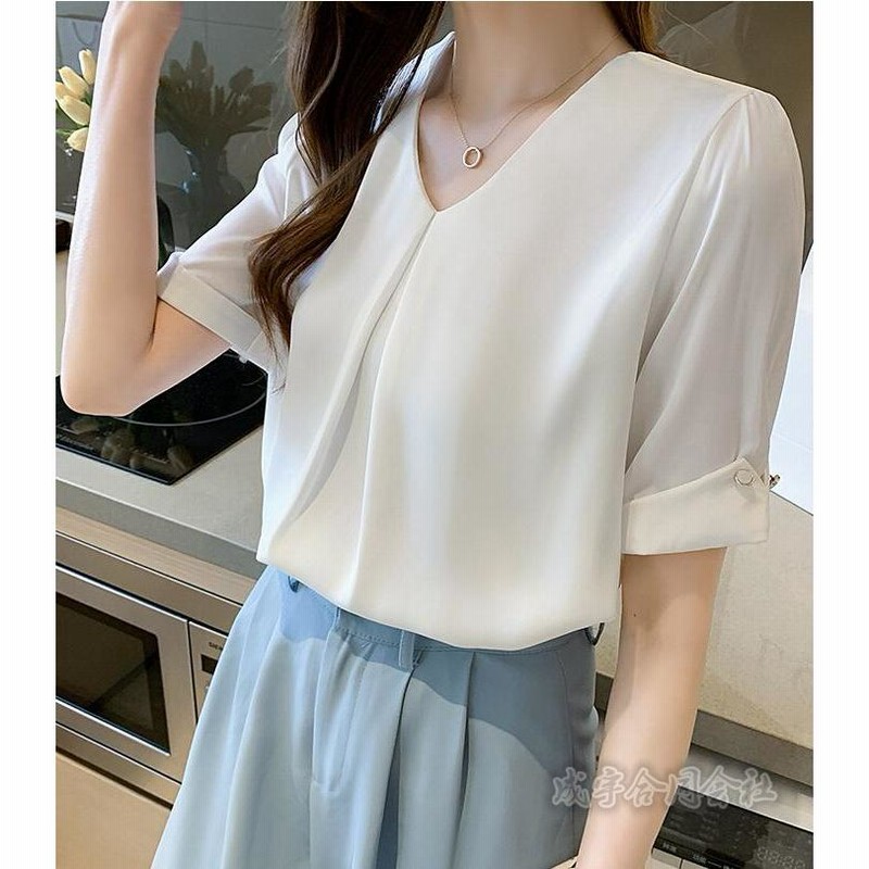 Tシャツ　レディース　春　夏　半袖　ブラウス　Vネック 　シャツ　トップス　Vネック 　女性　20代 30代 楽天市場】Tシャツ レディース 春夏新作 40代 半袖 ニット