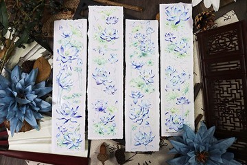 OKMT新七天原創社團咕卡貼紙PET手帳手賬膠帶 古風造景 荷葉田田