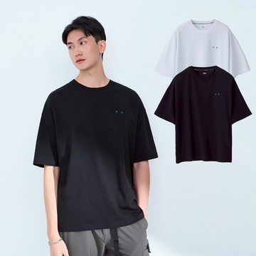 【ERSS】 男裝 短上衣 tee 涼感 短袖 t恤 短t 寬版 後拼接 黑色【乾爽型男】【K70404】