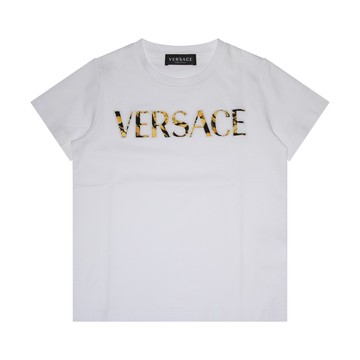Versace - White, Black And Gold Cotton Logo T-shirt