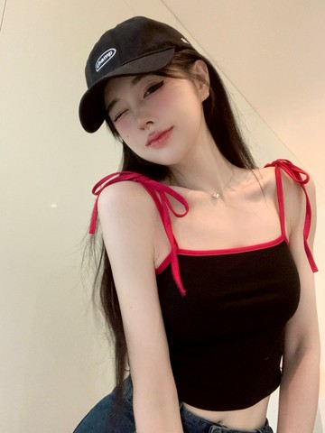 性感甜酷辣妹風系帶小吊帶背心女夏外穿高腰露臍短款內搭打底上衣