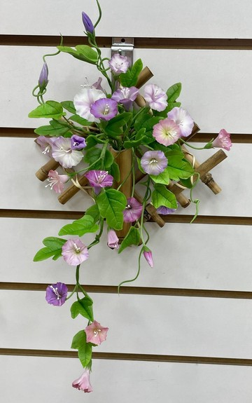 田園系列-牽牛花壁掛  手工捏塑花藝 竹編自然風掛飾 居家裝飾