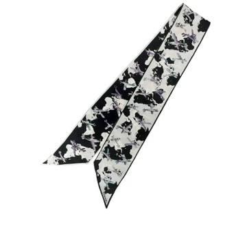【CHANEL】COCO 飛機圖案大款絲巾(黑色/白色)_展示品