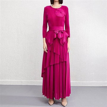 現貨+預購 高級設計感立體剪裁褶皺套裝日系連身裙子-長袖純色5色74li48【獨家進口】【米蘭精品】