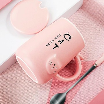 馬克杯 杯子陶瓷可愛少女創意個性潮流咖啡杯家用水杯早餐杯馬克杯帶蓋勺