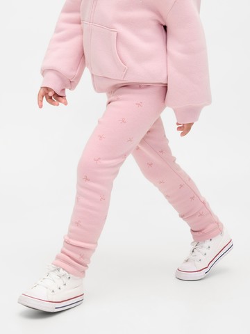 女幼童裝 印花刷毛鬆緊運動褲-淡粉色