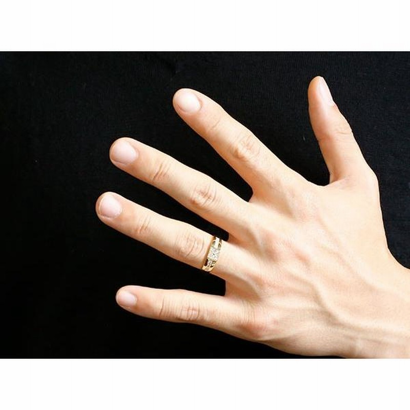 18金 リング メンズ ダイヤモンド ゴールド 18k シンプル