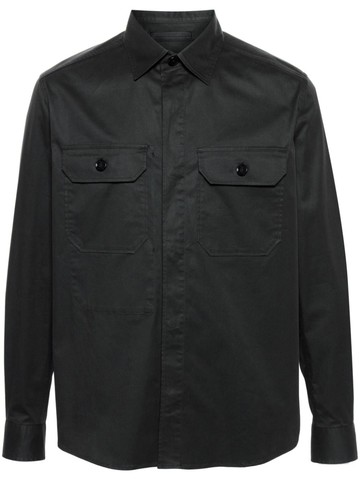 Zegna - patch-pocket cotton shirt - men - Cotton - XXL - Black