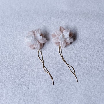 Célia 粉白天使小花雙鏈後扣耳針耳環