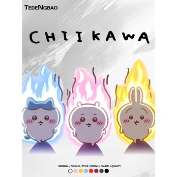 chiikawa吉伊咔哇烏薩奇小八三小只氣場二次元T恤夏季男純棉短袖