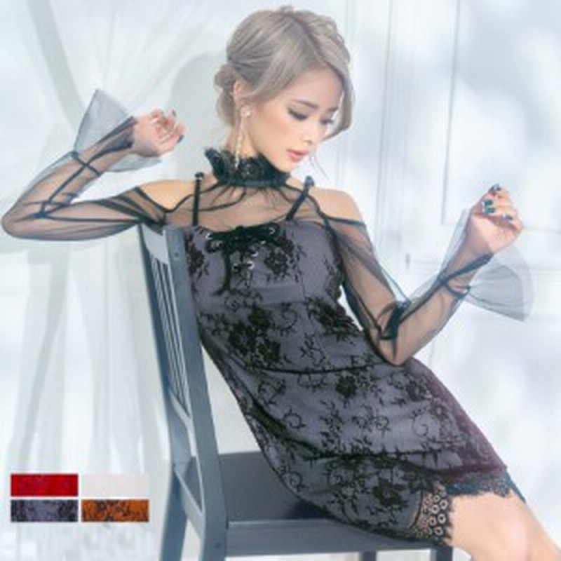 キャバ ドレス キャバクラ ミニドレス パーティードレス ドレス カジュアルマーケット 胸元レースアップ シースルーロングスリーブセク 通販 Lineポイント最大1 0 Get Lineショッピング