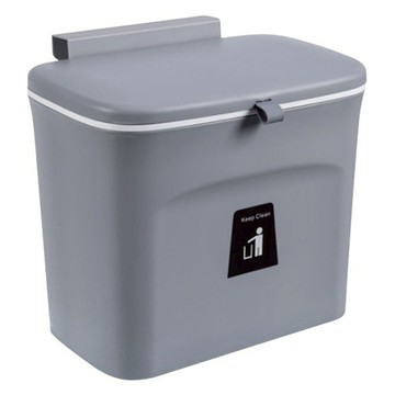 艾米購物 壁掛垃圾桶 7L 灰色 免打孔帶蓋  1個