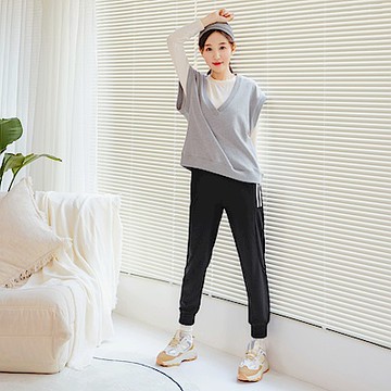 OB嚴選-抗UV健康布立體剪裁撞色線條休閒孕婦褲