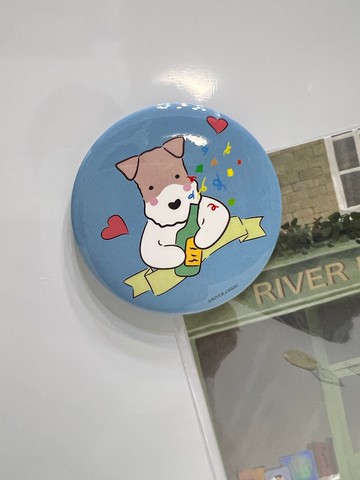 Wirefoxterrier 剛毛獵狐梗 磁鐵開瓶器58mm 慶祝 藍