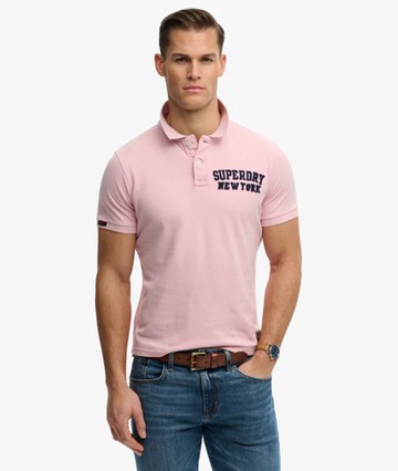 Superdry Men's Vintage Athletic Polo Shirt Pink Size: XL