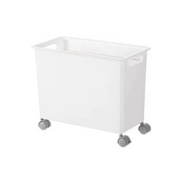 【日本霜山】窄款PP置物收納籃(附蓋&滑輪)-12L