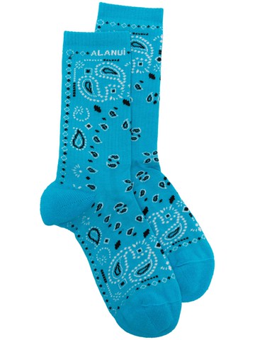Alanui - paisley-print socks - unisex - Cotton/Polyamide/Elastane - One Size - Blue