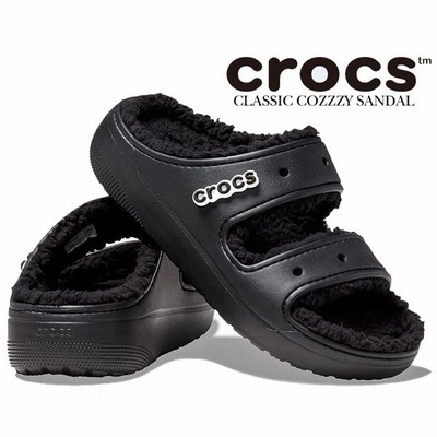 クロックス クラシック コージー サンダル crocs CLASSIC COZZZY SANDAL BLACK/BLACK 207446-060 ブラック スライド ライナー ツーストラップ