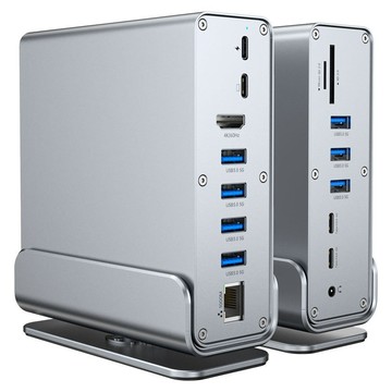 HADER Type-C 15合1桌面立式HUB轉接器 USB集線器 RJ45/HDMI 筆電轉接頭