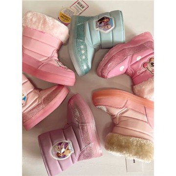 01韓國外貿女童兒童雪地靴短靴棉鞋加絨寶寶靴短靴毛保暖防水防