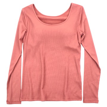 BRA 長袖T恤 - 減齡超彈力保暖上衣 95%莫代爾纖維  XL  磚紅色