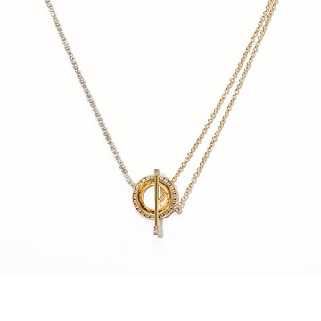 寶石雙層T扣項鍊 925銀厚鍍18K金 Withstand Diamond Necklace