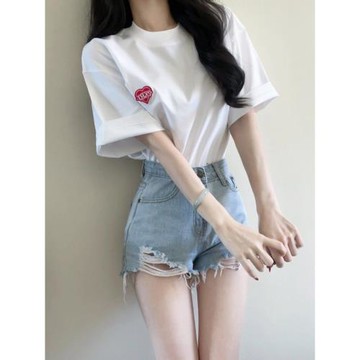 毛邊a字牛仔短褲女2025春季大碼胖mm高腰新款寬松顯瘦辣妹熱褲子