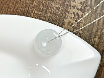 天然緬甸玉A貨 白翡 冰種平安扣 古錢