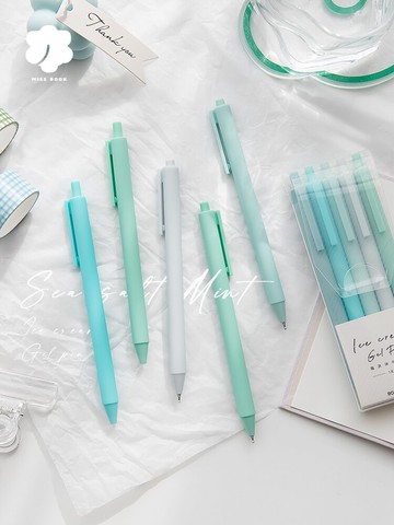 簡約高顏值按動中性筆套裝學生用考試專用碳素筆水性筆子彈頭0.5按壓式可愛套裝日系ins風黑色筆做筆記簽字筆