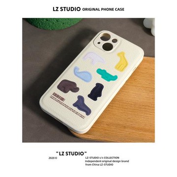 CASEGOOD 原創小眾皮質荔枝紋15手機殼17iPhone14promax適用蘋果13簡約保護套卡通新款16創意斜挎背夾掛繩