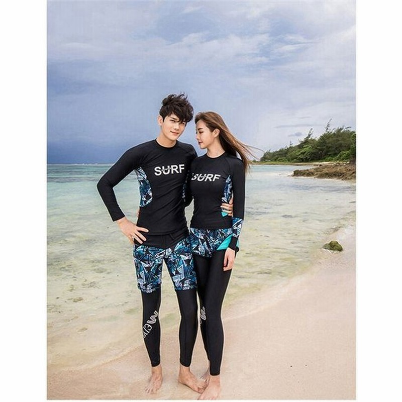 フィットネス水着 カップル ペア水着 ラッシュガード セット レディース 長袖 フィットネス セパレート メンズ3点 レディース3点セット 通販 Lineポイント最大get Lineショッピング