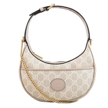 【全新福利品】GUCCI 726843 Interlocking G 兩用半月包.淺褐