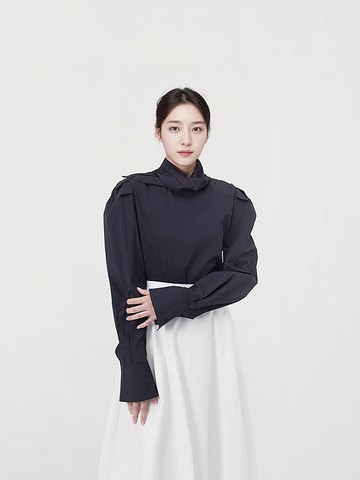 Shawl Collar Blouse [Navy]