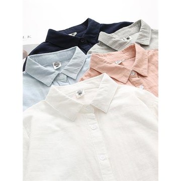 秋季新款簡約雙層棉紗純棉襯衫女長袖學生百搭寬松嬰兒棉柔軟襯衣