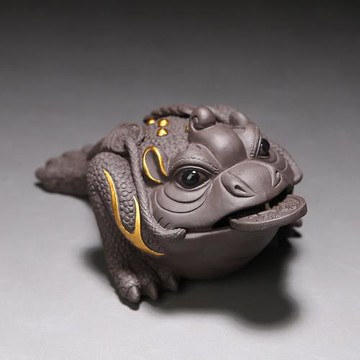茶寵金蟾精品可養紫砂招財三足蟾蜍茶臺茶盤茶玩小擺件