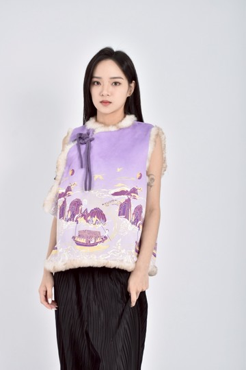 (XL) beibila鋪棉背心紫色上衣