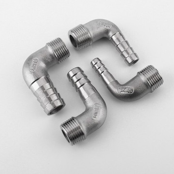 304不銹鋼4分外絲寶塔彎頭90度直角水管軟管快接竹節接頭水暖配件