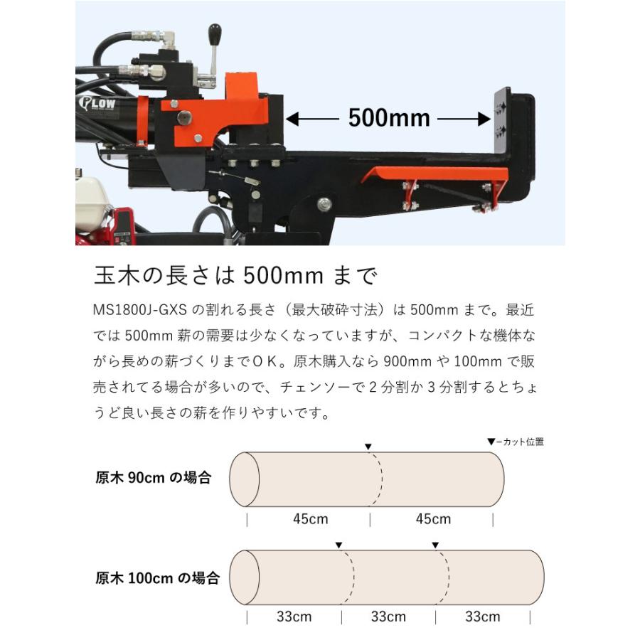 プラウ 薪割り機 MS1800J-GXS ホンダエンジン 縦横兼用 油圧式 18トン 条件付き送料無料 MASAKARI 国産