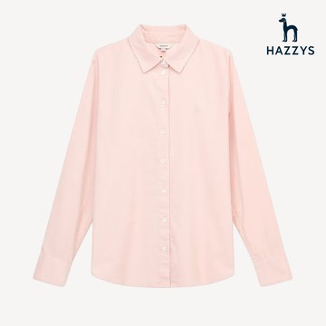 【HAZZYS】女款粉色柔軟舒適休閒通勤長袖燈心絨襯衫 YBWKD200
